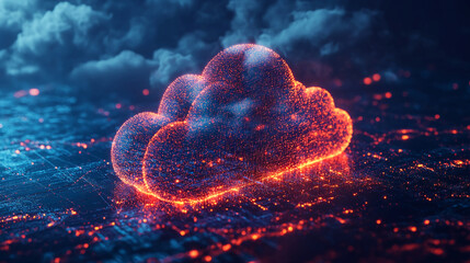 Poster - Cloud computing technology digital storage data network service internet connection concept design 3d