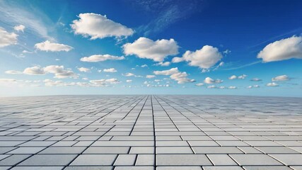 Poster - Vacant brick pavement set against a cloudy sky backdrop.