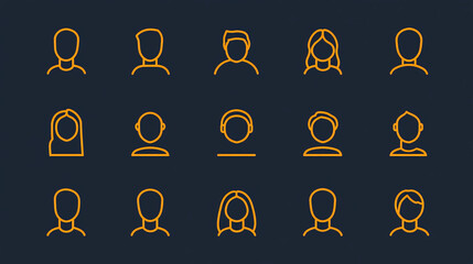 Poster - Vector avatars profile icons set for social media modern design user interface ui ux kit people outline 100