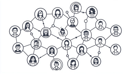 Poster - Illustration of social network connection concept with people avatars and lines linking them