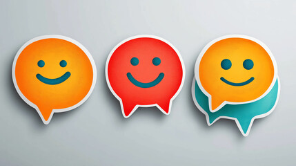 Poster - Chat bubbles with smiley faces vector illustration for communication and feedback social media marketing