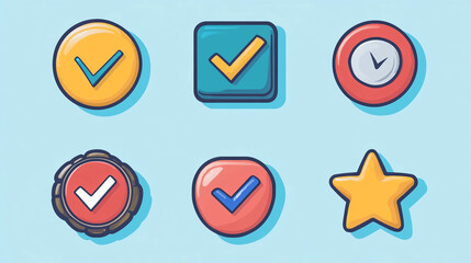 Poster - Vector set of check mark icons design element for website and mobile app ui design and development