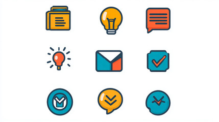 Fototapete - Collection of business icons for web design and mobile app development with creative idea and communication