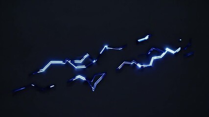 Poster - Electric blue neon light is forming a lightning bolt shape on a dark background, creating a powerful and dynamic visual effect, ideal for projects related to energy, electricity, and power