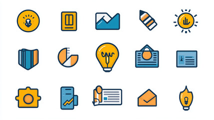 Poster - Business icons set vector design for company presentation and marketing materials flat design illustration