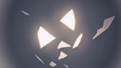 Poster - Bright white light fragmenting and exploding dynamically against dark background, bursting into illuminated particles floating and fading with powerful energy