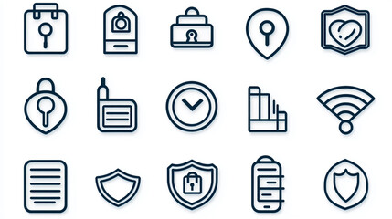 Poster - Outline security icons set vector design for business protection and safety concept web and app design 100