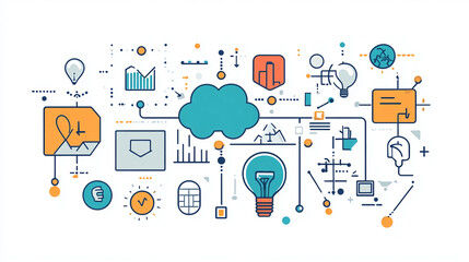 Poster - Cloud computing network diagram infographic vector design for technology and business solutions concept illustration