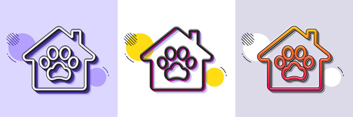 Poster - pet shelter line icon. halftone dotted pattern. gradient icon with grain shadow. veterinary clinic s
