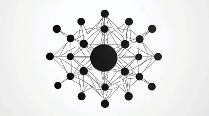 Poster - Abstract network connection structure with black circles and lines for science background use