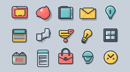Poster - Vector icon set design element collection ui ux web graphic interface user interface design flat style 2d art