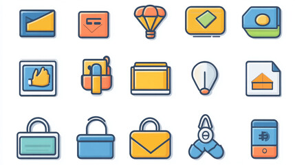 Poster - Vector icons set design elements for business marketing and finance concept in modern style illustration