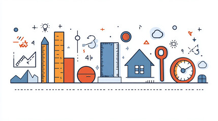 Poster - Vector illustration with business elements for data analysis and financial planning concept design