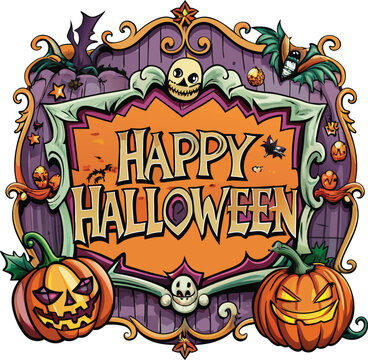 Creepy Halloween frame in the middle silhouette vector Happy Halloween Day