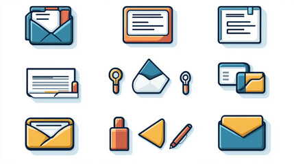 Poster - Email marketing icons set vector illustration for business and communication design elements style flat