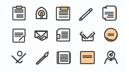Poster - Icon set vector illustration of business office and education elements for web design and application 100