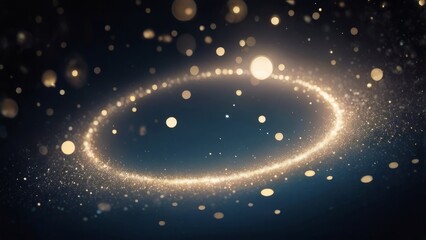 Aufkleber - Sparkling Gold Bokeh Lights on Dark Night Background 