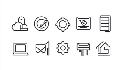 Poster - Outline vector icon set collection for web design interface and mobile app development user interface ui kit