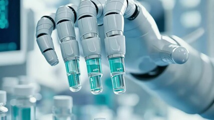 Poster - Robotic Hand with Test Tubes in Laboratory Setting