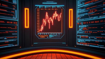 Poster - Futuristic Digital Interface with Data Visualization
