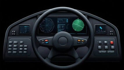 Poster - Futuristic Control Panel with Digital Displays and Screens
