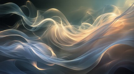 Aufkleber - Abstract digital artwork featuring a dynamic composition of flowing, intertwined lines and curves consisting of soft blues, warm golds, and subtle hints of white