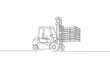 © Firman Dasmir - Minimalist line drawing of forklift lifting stacked pallets with stark white background