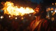 © Biplob - Fire Show Performer Creates Intense Scene With Flames Photo