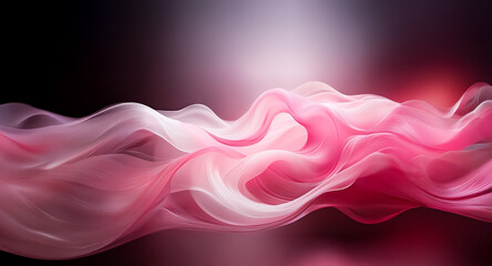 Aufkleber - abstract pink and white waves flow smoothly against a dark backdrop, creating a soft, ethereal effec