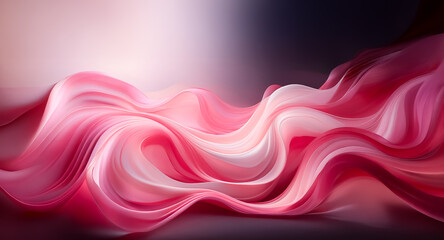 Aufkleber - a delicate pink and white abstract wave flows gracefully across a dark backdrop, resembling soft sil