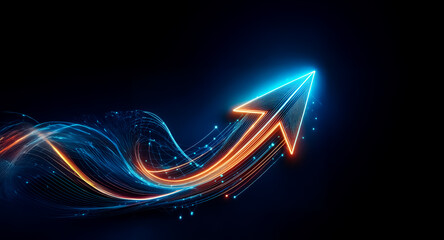 Aufkleber - glowing arrow ascends against a dark backdrop, leaving streaks of vibrant light in its wake, symboli