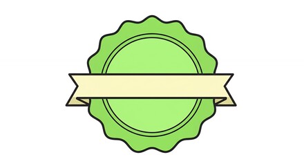 Poster - Green badge with ribbon banner graphic element for product sale and promotion marketing campaign, vector illustration
