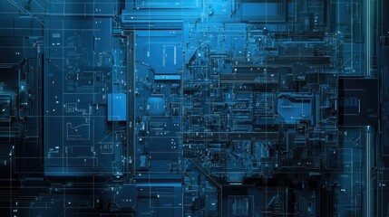 Poster - Detailed MEP Mechanical, Electrical, Plumbing blueprint for high-rise construction, no people