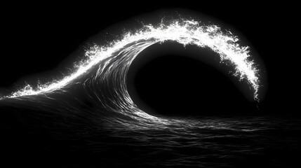 Wall Mural - neon light circle. shadowed waves. illustration