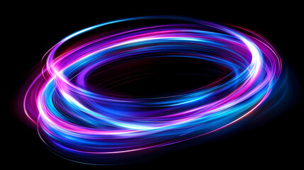 Wall Mural - neon light circle. shadowed waves. illustration