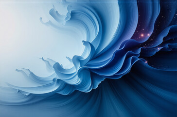Aufkleber - abstract design featuring dynamic blue swirls and waves, transitioning from light to dark shades. sm