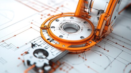 Poster - Precision blueprint showing exploded view of mechanical part with labeled callouts and BOM, no people