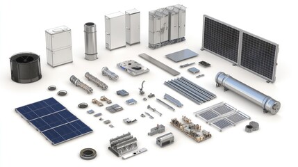 Poster - Renewable energy integration schematic showing solar, wind, and grid components, no people
