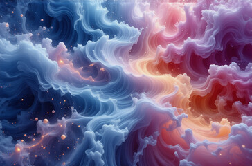 Aufkleber - abstract swirling clouds of blue and pink blend together in a dreamy, ethereal scene. soft, flowing 