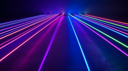 Poster - Colorful Laser Beams in a Dark Space