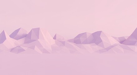Poster - Low Poly Pink Mountains Landscape in a Digital Art Style Rendering with Abstract Geometric Shapes and Pastel Color Palette for Modern Backgrounds and Creative Projects