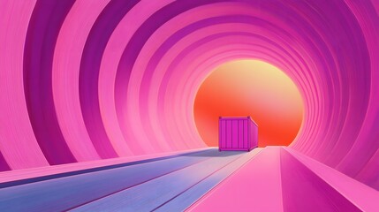 Poster - A purple container at the end of a vibrant tunnel