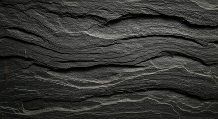 Aufkleber - Detailed close up of dark gray slate stone surface texture