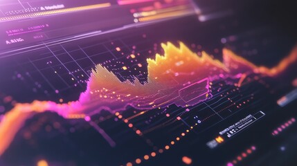 Poster - A detailed view of a D line graph displayed on a laptop screen, showcasing business growth and market trends with clear and engaging visuals.