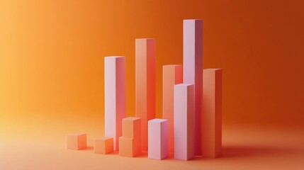 Fototapete - A dynamic shot of a D bar chart with animated bars rising and falling, showcasing real-time data changes and interactive data visualization.