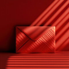 Poster - A red envelope with a red background. The envelope is sitting on a table. The red background and the red envelope create a sense of warmth and intimacy