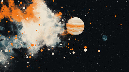 Wall Mural - jupiter's cosmic journey: a beautiful and artistic illustration showcases the majestic planet jupite
