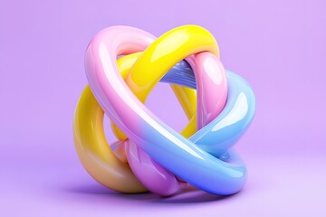 Poster - Intertwined Tubes Sculpture - A vibrant sculpture with soft colorful interwoven tubes