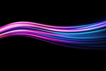 Fototapete - Swirling neon light streams with dynamic motion against a backdrop of pure black