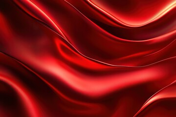 Poster - Abstract flowing fabric in vivid red Gentle ripples and smooth curves create movement